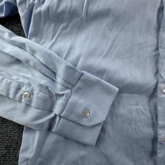 Eton Long Sleeve Button Up Shirt Men Cotton Designer Blue 16 Slim Woven Romania - Picture 11 of 16